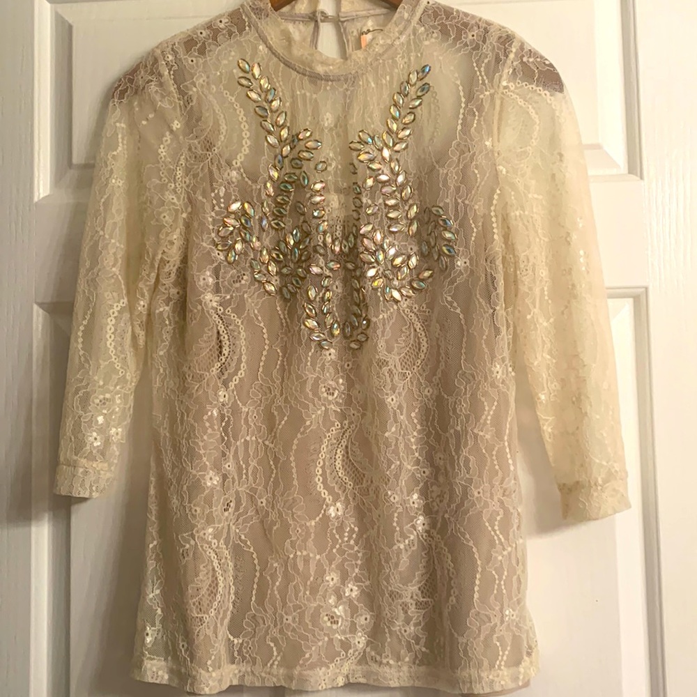 Mia Joy Lace Beaded Top